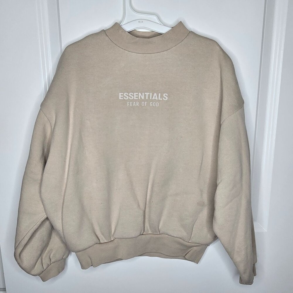 Fear of God Essentials Kids' Cotton Blend Logo Sweatshirt, Silver Cloud, 6/7